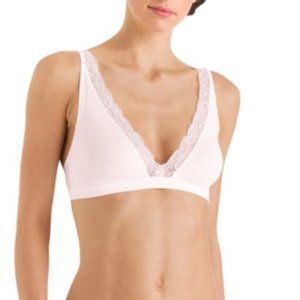 Hanro Light Pink Lace-Trim Wireless Bralette